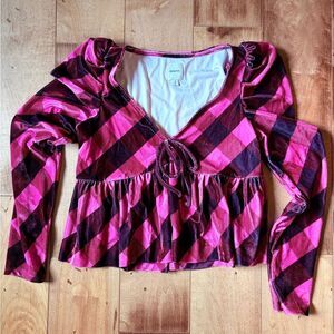 Maeve Vibrant Pink and Black Diamond Blouse